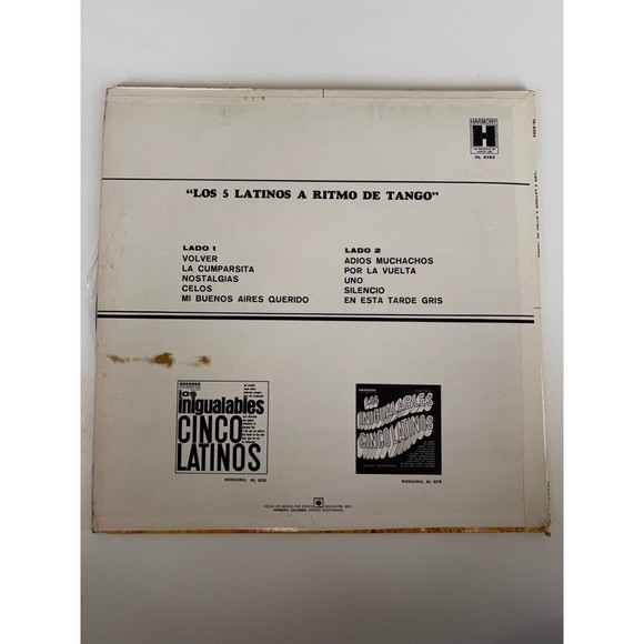 Los 5 Cinco Latinos A Ritmo De Tango LP Harmony HL 8392 Mono Import Mexico VG+ - Picture 2 of 7